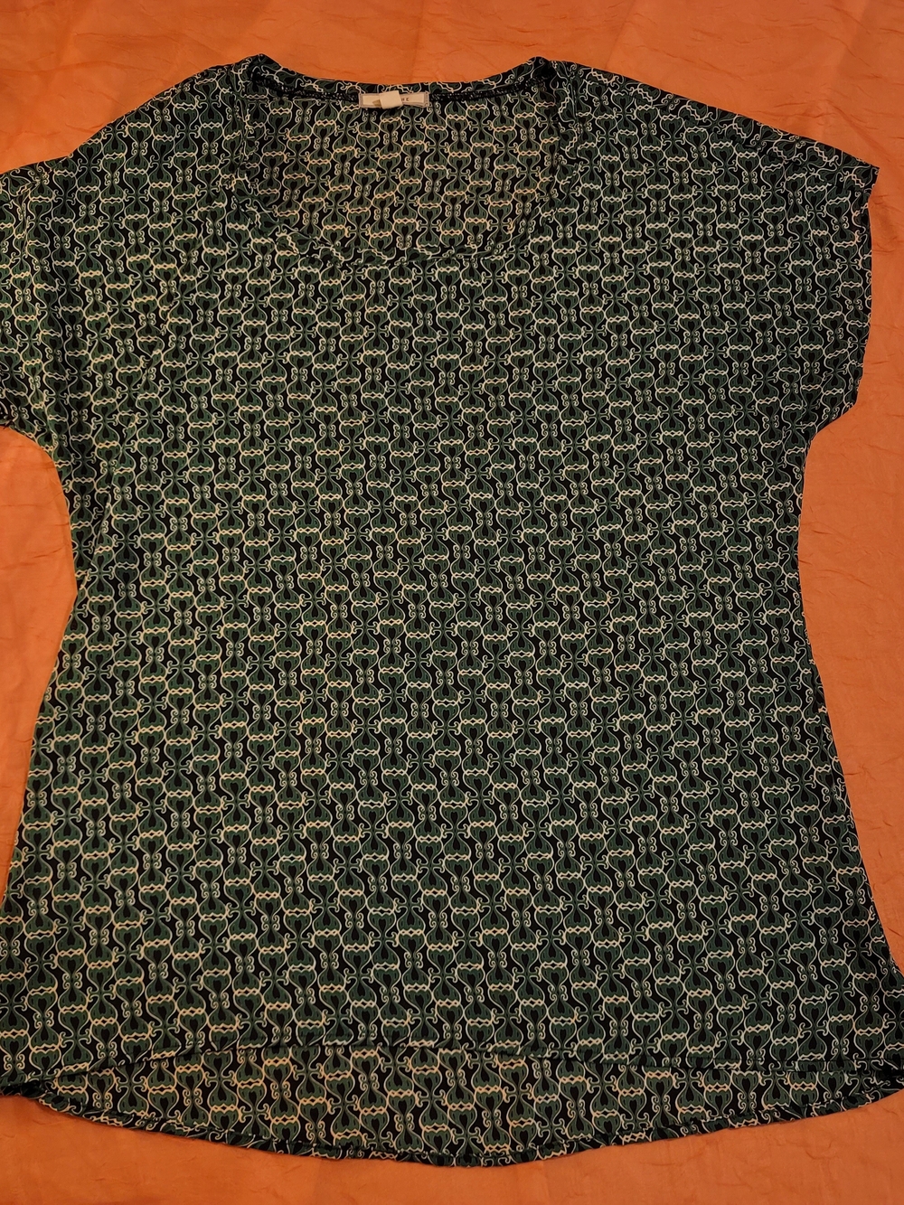 Pleione Green Patterned Short Sleeve Tee